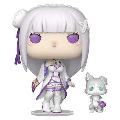 Pop! Re:zero Emilia com Pock #2112 Produto Original Funko Lacrado Colecionável Autêntico de Vinil