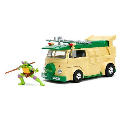 Miniatura Jada Toys Hollywood Rides TMNT 1959 Party Wagon com Donatello Escala 1:24 Diecast Original