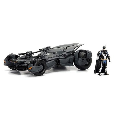 Miniatura Jada Toys Hollywood Rides Justice League Batmobile com Batman Escala 1:24 Diecast Original