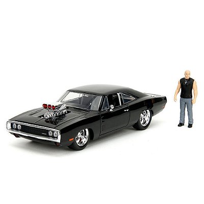 Miniatura Jada Toys Fast & Furious Dom's Dodge Charger com Dom Escala 1:24 Diecast Metal Original
