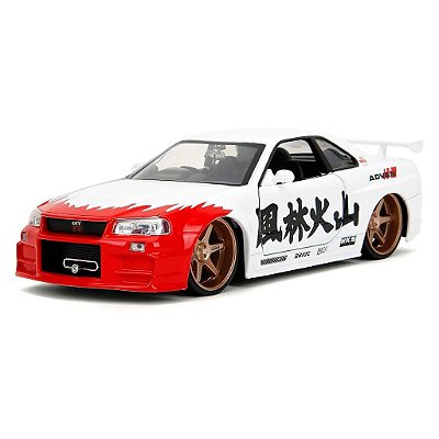 Miniatura Jada Toys Hollywood Rides Street Fighter Nissan Skyline GT-R com Ryu Diecast Original