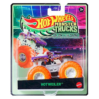 Miniatura Hot Wheels Monster Truck Glow Hotweiler JFX19 Diecast Original Colecionável