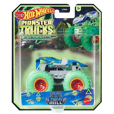 Miniatura Hot Wheels Monster Truck Glow Dark Tww Mill JFX22 Diecast Original Colecionável