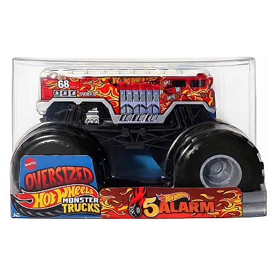 Miniatura Hot Wheels Monster Trucks 5 Alarm JMT17 Escala 1:24 Diecast Original Colecionável
