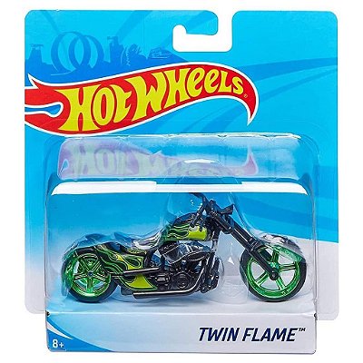 Miniatura Hot Wheels Moto Twin Flame JFB61 Escala 1:18 Diecast Original Colecionável