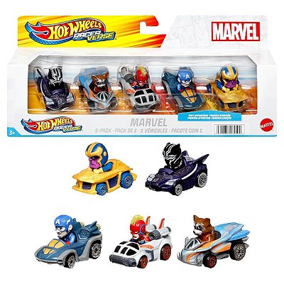 Miniatura Hot Wheels Marvel Racerverse 5-Pack Diecast Metal Original Colecionável Autêntica Premium