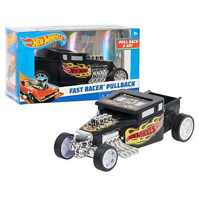 Miniatura Hot Wheels Fast Racer Pullback Black Bone Shaker Diecast Original Colecionável