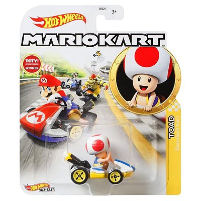 Miniatura Hot Wheels Mario Kart Floor Stand Toad Diecast de Metal Original Lacrada Colecionável Aut