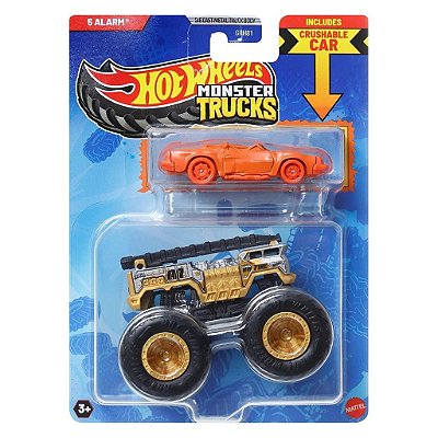 Miniatura Hot Wheels Monster Truck Plus Car Alarm JCG37 Diecast Original Colecionável