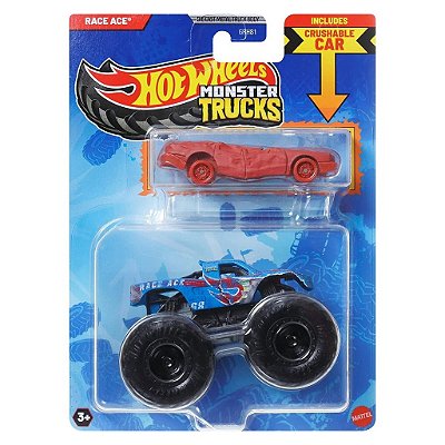 Miniatura Hot Wheels Monster Truck Plus Car Race Ace JCG42 Diecast Original Colecionável