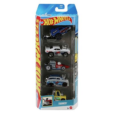 Miniatura Hot Wheels 5-Pack Tooned JBJ85 Diecast Metal Original Colecionável Autêntica Premium