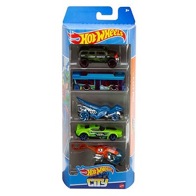 Miniatura Hot Wheels DC Comic 5-Pack City HLY76 Diecast de Metal Original Lacrada Colecionável Autê