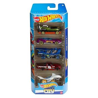 Miniatura Hot Wheels HW Flames 5-Pack City HLY67 Diecast de Metal Original Lacrada Colecionável Aut