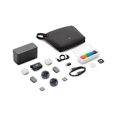 Microfone Sem Fio DJI Mic Mini 2 (2 TX + 1 RX + com Case de Carga) Original — Produto Oficial DJI