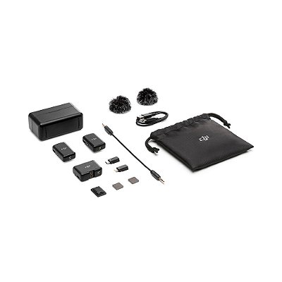 Microfone Sem Fio DJI Mic (2 TX + 1 RX + com Case de Carga) FCC Original — Produto Oficial DJI