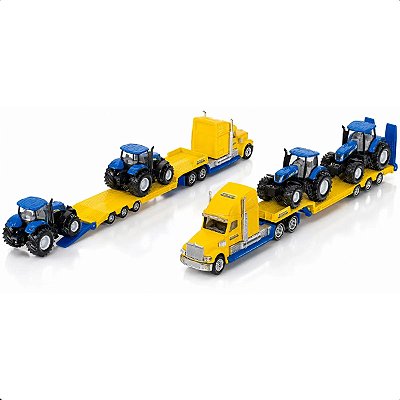 Miniatura Siku Caminhão Prancha Freightliner com Tratores New Holland T8 1:87 Diecast Original