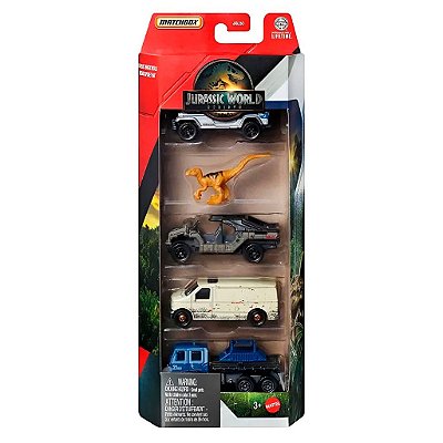 Carrinho Matchbox Jurassic Worldr 5PACK — Original Autêntico Lacrado com Garantia Drive Collection