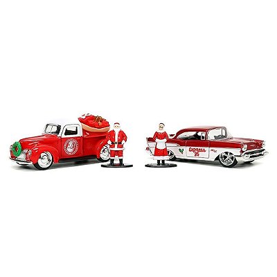 Conjunto Jada Toys Natal Papai Noel e Mamãe Noel 2 Carros