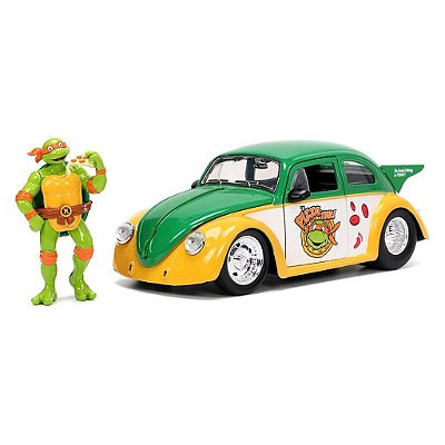 Jada Toys 1:24 Tmnt Vw Drag Beetle com michelangelo 33 — Original Autêntico Drive Collection