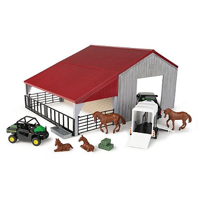John Deere Weathered Barn Playset Ertl 1:32 Cenário Agrícola com 13 Peças — Original Ertl Drive