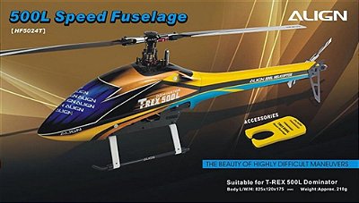 Peça Align T-Rex 500L Fuselagem Amarelo e Azul