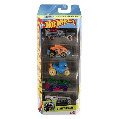 Miniatura Hot Wheels 1:64 Pacote com 5 Carros Street Beasts
