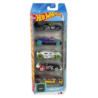 Miniatura Hot Wheels 1:64 Pacote com 5 Carros Cyber Noir