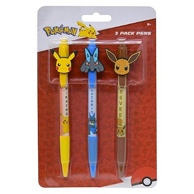 Caneta Pokémon Poké Ball com 3 Unidades