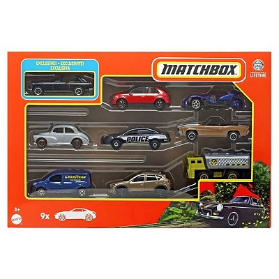 Miniatura Matchbox 1:64 Pacote com 9 Carros HVT87