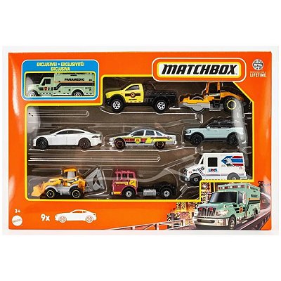 Miniatura Matchbox 1:64 Pacote com 9 Carros HVT89