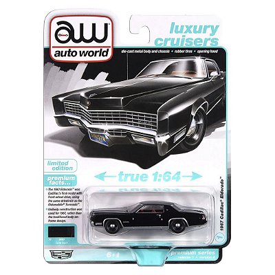 Miniatura Auto World Luxury Cruisers 1967 Cadillac Eldorado Preto 1:64