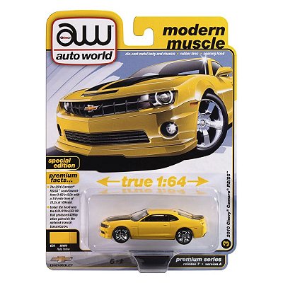Miniatura Auto World Modern Muscle 2010 Chevy Camaro RS/SS Amarelo 1:64