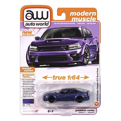 Miniatura Auto World Modern Muscle 2023 Dodge Charger R/T Scat Pack Roxo 1:64