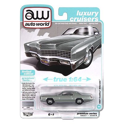 Miniatura Auto World Luxury Cruisers 1967 Cadillac Eldorado Prata 1:64