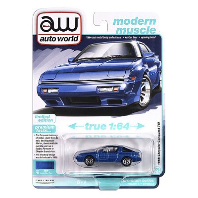 Miniatura Auto World Modern Muscle 1988 Chrysler Conquest TSi Azul 1:64