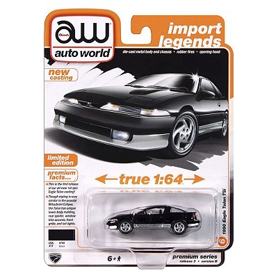 Miniatura Auto World Import Legends 1990 Eagle Talon TSi Preto 1:64