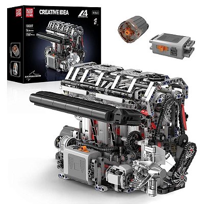 Blocos de Montar Mould King 10087S Eletric Motorized L4 Gasoline Engine 1897 Peças