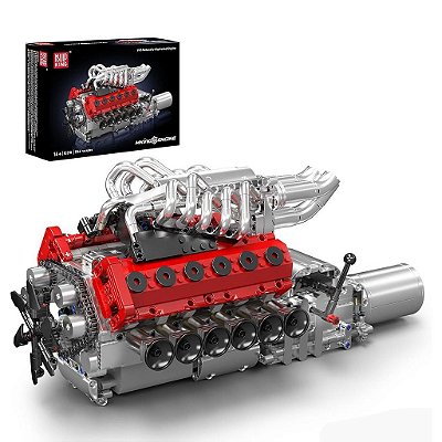 Blocos de Montar Mould King Motorized V12 Naturally Aspirated Engine 1366 Peças