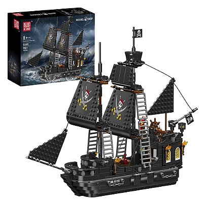 Blocos de Montar Mould King Black Pearl Pirate Ship 932 Peças