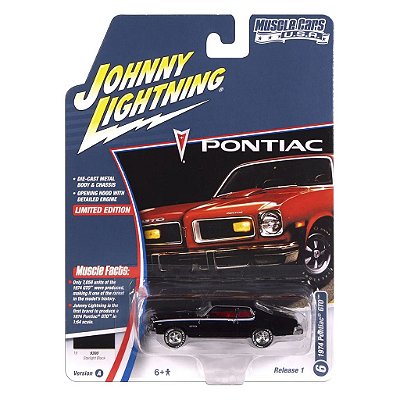 Miniatura Johnny Lightning Muscle Cars 1974 Pontiac GTO Preto 1:64