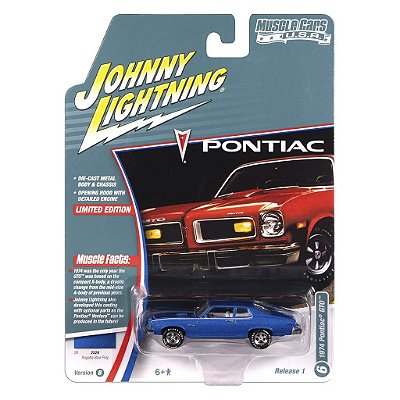 Miniatura Johnny Lightning Muscle Cars 1974 Pontiac GTO Azul 1:64