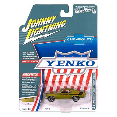 Miniatura Johnny Lightning Muscle Cars 1970 Chevy Nova Yenko Deuce Dourado 1:64