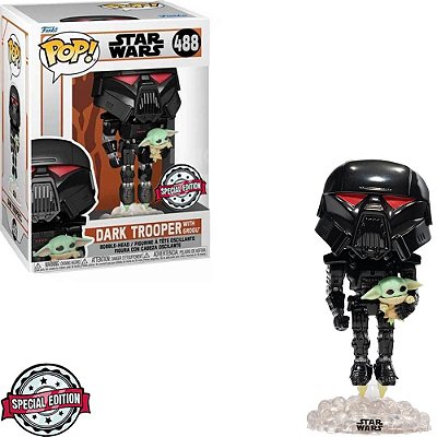 Funko Pop The Mandalorian Dark Trooper With Grogu #488