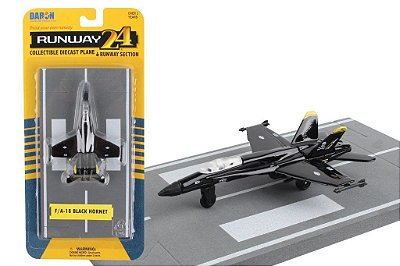 Miniatura F-18 Preto Runway-24 RW140 Aviação Colecionável