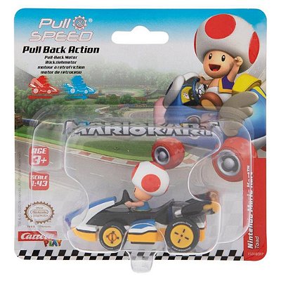 Carrinho Mario Kart Toad 1/43 Pull Speed Carrera 3178