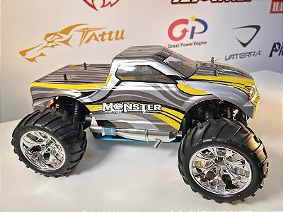 Carro Himoto 1/10 Eldorada Truck .18 Nitro 4WS Silver/Amarelo Hi6101