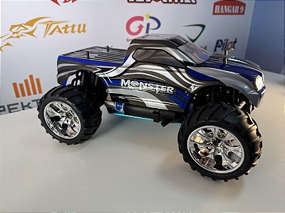 Carro Himoto 1/10 Eldorada Truck .18 Nitro 4WS Silver/Azul Hi6101