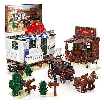 Blocos de Montar Mould King Wild West Bank Heist 693 Peças