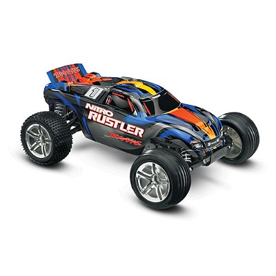 Carro Traxxas 1/10 Nitro Rustler 2WD RTR TQI TSM Blue 44096-3