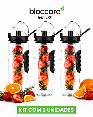 Garrafa De Água Com Infusor Bloccare Infuse 946ml - Kit com 3 unidades
